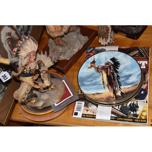 353 - A COLLECTION OF ITEMS RELATING TO AMERICAN HISTORY, comprising a Franklin Mint 'Cheyenne Chief' porc... 