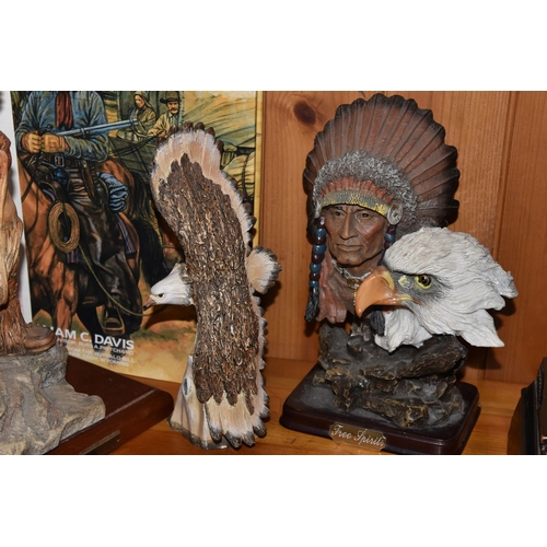 353 - A COLLECTION OF ITEMS RELATING TO AMERICAN HISTORY, comprising a Franklin Mint 'Cheyenne Chief' porc... 