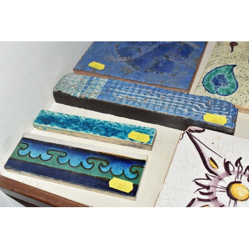 361 - A GROUP OF ELEVEN ASSORTED CERAMIC TILES to include a large glazed Jewish tile depicting a 'seal of ... 