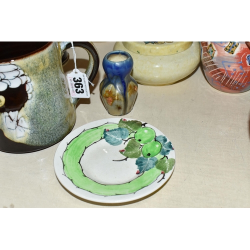 363 - A GROUP OF CERAMICS, comprising a Chelsea Pottery 'The Barrister' mug, a Mary A Ramsay for Strathyre... 