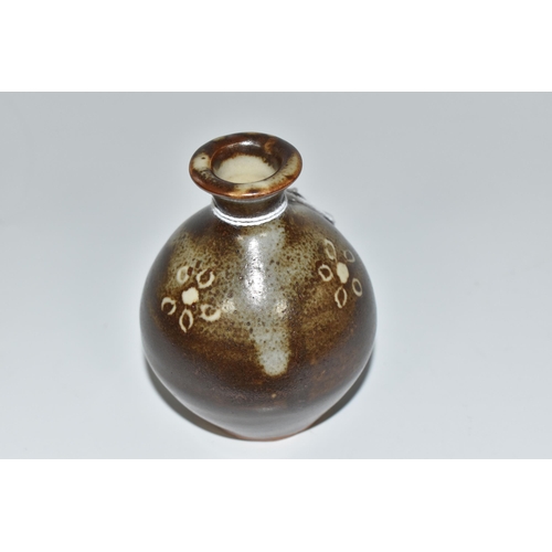 365 - BERNARD LEACH (BRITISH 1887-1979) A SMALL STONEWARE VASE, of bulbous form with short flared neck, de... 