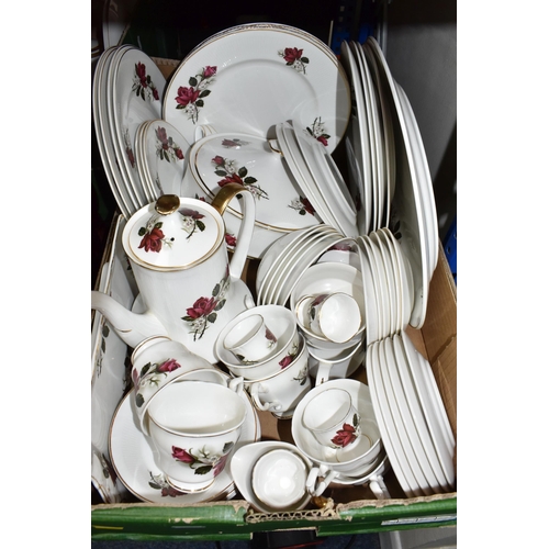 375 - THREE BOXES AND LOOSE CERAMIC KITCHENWARE comprising a box of Sheriden tea and dinner ware to includ... 