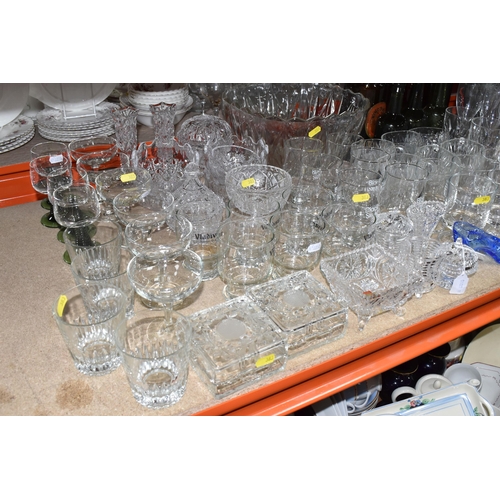 383 - A LARGE QUANTITY OF  ASSORTED GLASSWARE to include seven vintage brown glass ale bottles to include ... 