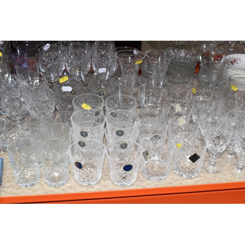 390 - A LARGE COLLECTION OF CUT GLASS ITEMS, to include a variety of crystal drinking glasses, to include ... 