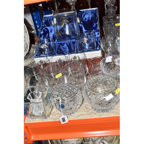 390 - A LARGE COLLECTION OF CUT GLASS ITEMS, to include a variety of crystal drinking glasses, to include ... 