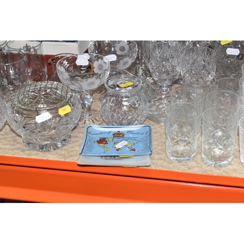 390 - A LARGE COLLECTION OF CUT GLASS ITEMS, to include a variety of crystal drinking glasses, to include ... 