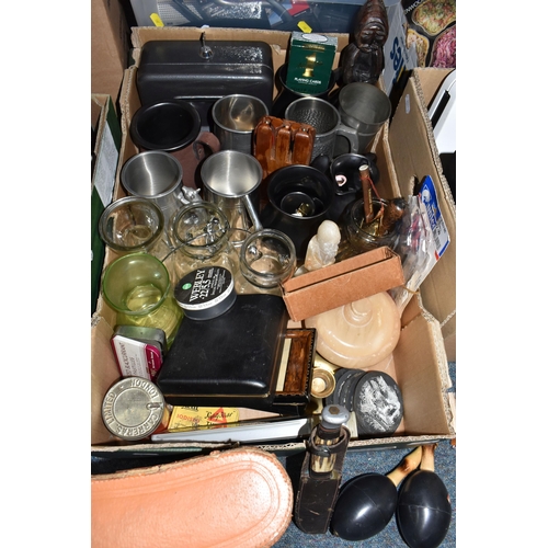 393 - FOUR BOXES AND LOOSE MISCELLANEOUS ITEMS, to include a Kenwood food processor, with various attachme... 