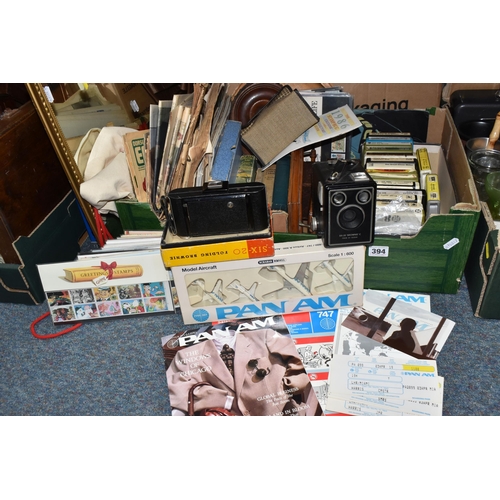 394 - TWO BOXES AND LOOSE MISCELLANEOUS ITEMS, to include Royal Family ephemera, a selection of treen item... 