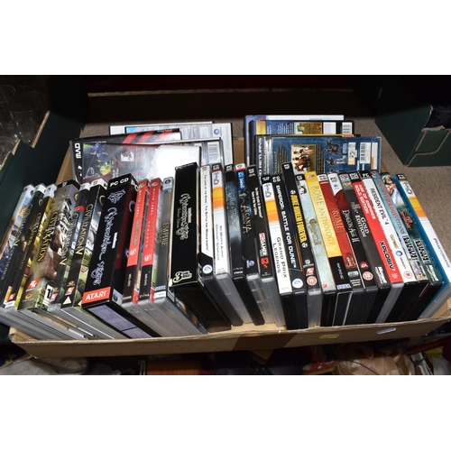 401 - TWO BOXES OF PC GAMES, includes Dune II, Duke Nukem 3D, The Witcher 2, Civilization 1-5, and Residen... 