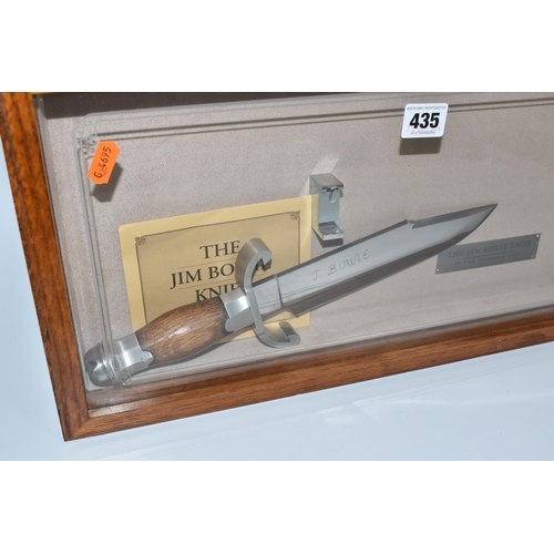 435 - A CASED FRANKLIN MINT 'THE JIM BOWIE KNIFE', blade etched 'J. Bowie', in a glazed case with leaflet,... 