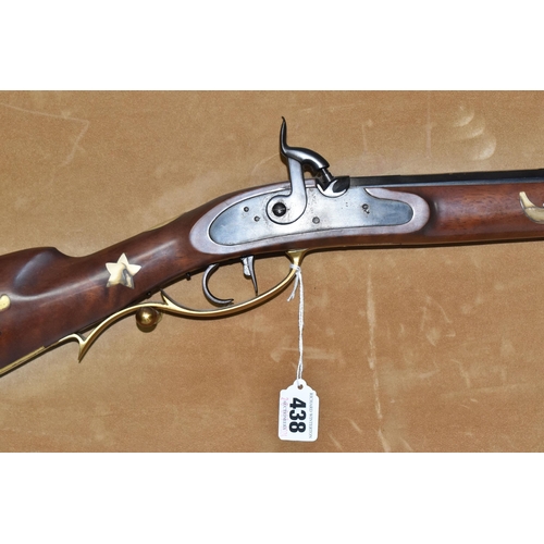 438 - A FRANKLIN MINT REPLICA 'OLD BETSY, DAVY CROCKETT'S .41 CALIBER RIFLE' on a wooden display board, wi... 