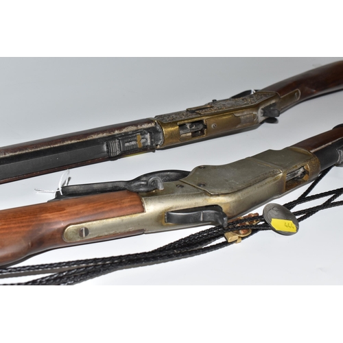 444 - TWO REPLICA RIFLES AND BOLO TIES comprising a replica Winchester '73' rifle 1973  by Denix as used b... 