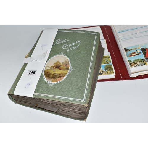 445 - TWO ALBUMS OF POSTCARDS to include one album comprising approximately two-hundred early twentieth ce... 