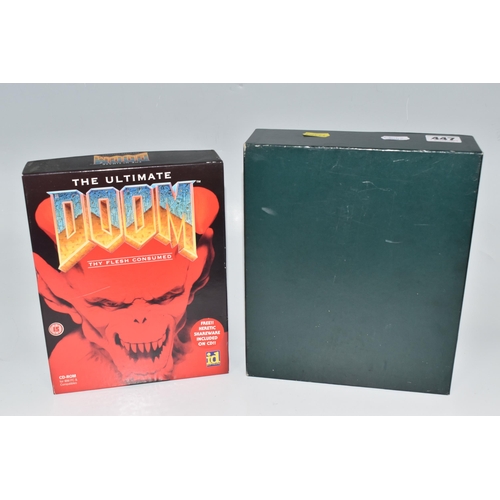 447 - THE ULTIMATE DOOM BIG BOX PC VIDEO GAME, includes the game and manual, game untested