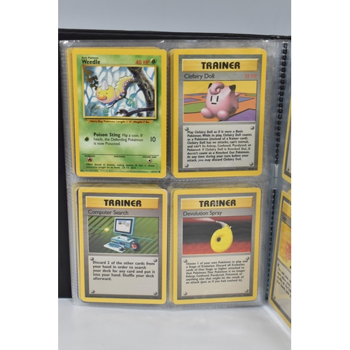 448 - TWO FOLDERS OF POKEMON CARDS, includes cards from the Base Set, Jungle, Fossil, Team Rocket and Prom... 