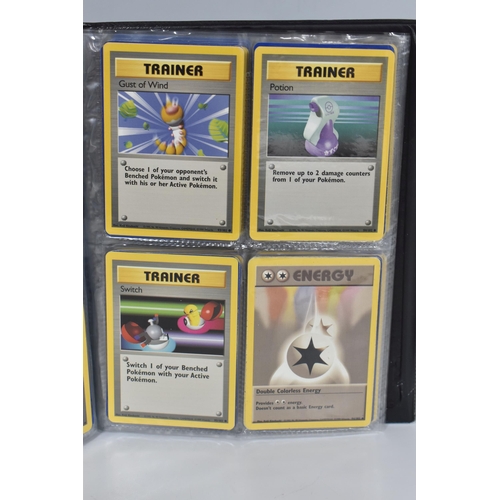 448 - TWO FOLDERS OF POKEMON CARDS, includes cards from the Base Set, Jungle, Fossil, Team Rocket and Prom... 