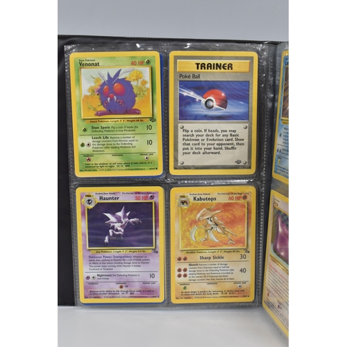 448 - TWO FOLDERS OF POKEMON CARDS, includes cards from the Base Set, Jungle, Fossil, Team Rocket and Prom... 