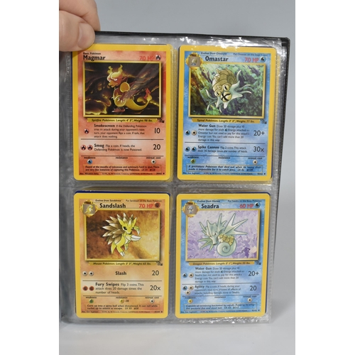 448 - TWO FOLDERS OF POKEMON CARDS, includes cards from the Base Set, Jungle, Fossil, Team Rocket and Prom... 