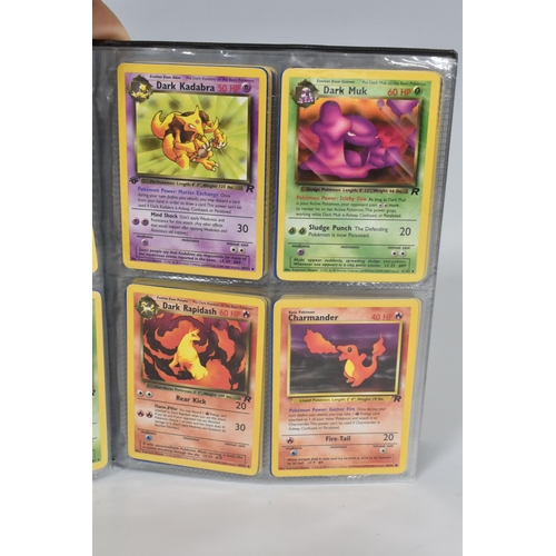 448 - TWO FOLDERS OF POKEMON CARDS, includes cards from the Base Set, Jungle, Fossil, Team Rocket and Prom... 