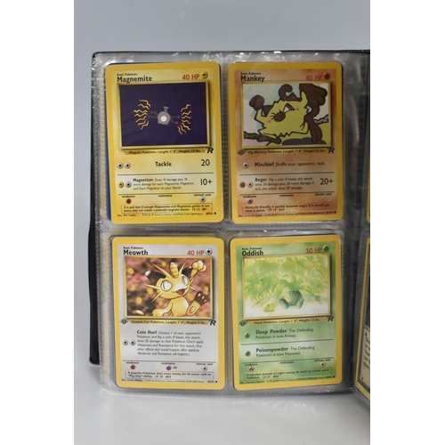 448 - TWO FOLDERS OF POKEMON CARDS, includes cards from the Base Set, Jungle, Fossil, Team Rocket and Prom... 