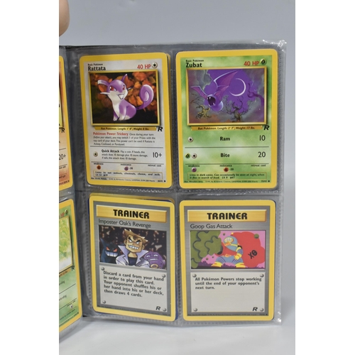 448 - TWO FOLDERS OF POKEMON CARDS, includes cards from the Base Set, Jungle, Fossil, Team Rocket and Prom... 