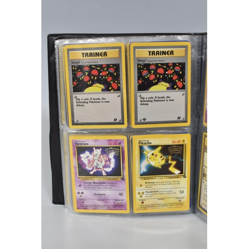 448 - TWO FOLDERS OF POKEMON CARDS, includes cards from the Base Set, Jungle, Fossil, Team Rocket and Prom... 