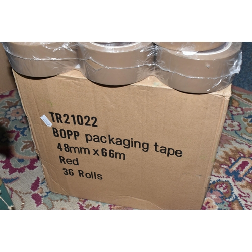 450 - FOUR BOXES AND LOOSE PACKAGING TAPE to include approximately one hundred and fifty rolls of packagin... 