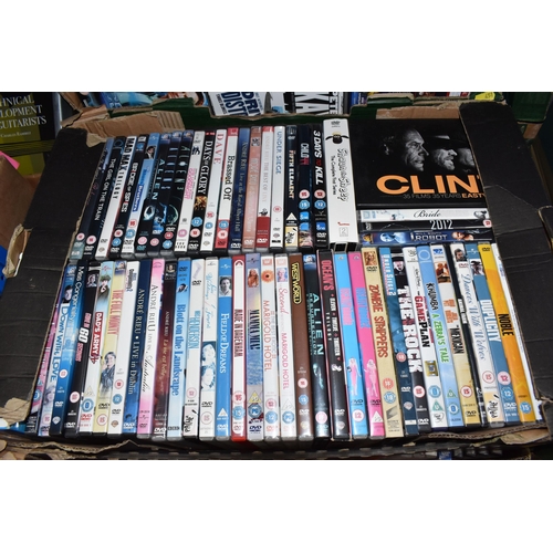 451 - NINE BOXES OF DVDS to include approximately four hundred and fifty films, boxsets, and TV shows to a... 