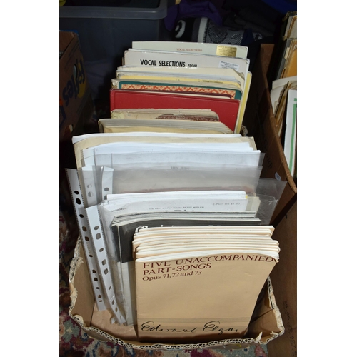 456 - FOUR BOXES OF VINTAGE SHEET MUSIC to include a quantity of hymn music, primary school music books, a... 