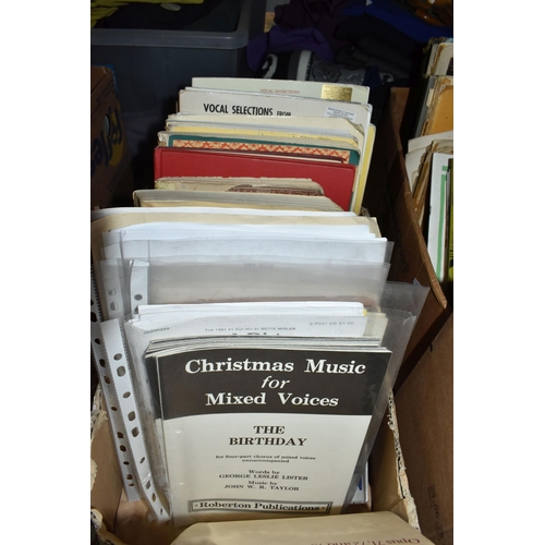 456 - FOUR BOXES OF VINTAGE SHEET MUSIC to include a quantity of hymn music, primary school music books, a... 