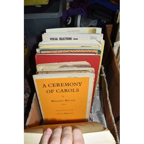 456 - FOUR BOXES OF VINTAGE SHEET MUSIC to include a quantity of hymn music, primary school music books, a... 