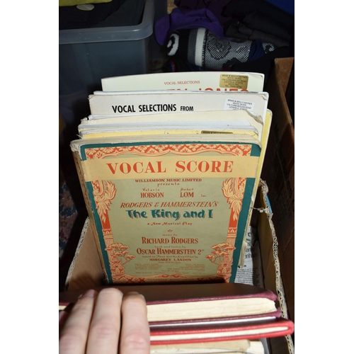 456 - FOUR BOXES OF VINTAGE SHEET MUSIC to include a quantity of hymn music, primary school music books, a... 