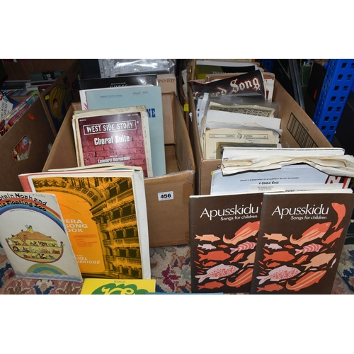 456 - FOUR BOXES OF VINTAGE SHEET MUSIC to include a quantity of hymn music, primary school music books, a... 