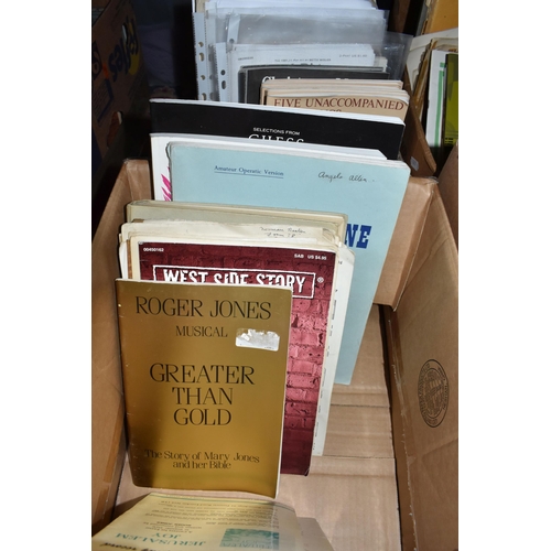 456 - FOUR BOXES OF VINTAGE SHEET MUSIC to include a quantity of hymn music, primary school music books, a... 