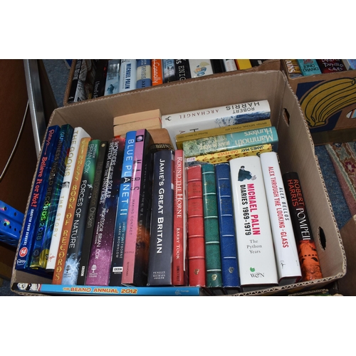 457 - FIVE BOXES OF BOOKS to include a quantity of children's books to include a box set of the Diary of a... 