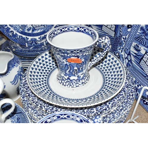 480 - A LARGE GROUP OF BLUE AND WHITE CERAMICS to include a group of T.G Green Cornish Ware comprising a m... 