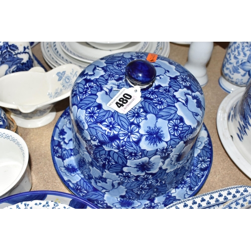 480 - A LARGE GROUP OF BLUE AND WHITE CERAMICS to include a group of T.G Green Cornish Ware comprising a m... 