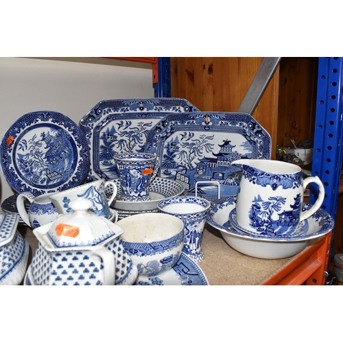 480 - A LARGE GROUP OF BLUE AND WHITE CERAMICS to include a group of T.G Green Cornish Ware comprising a m... 