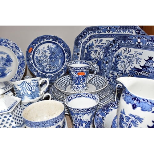 480 - A LARGE GROUP OF BLUE AND WHITE CERAMICS to include a group of T.G Green Cornish Ware comprising a m... 