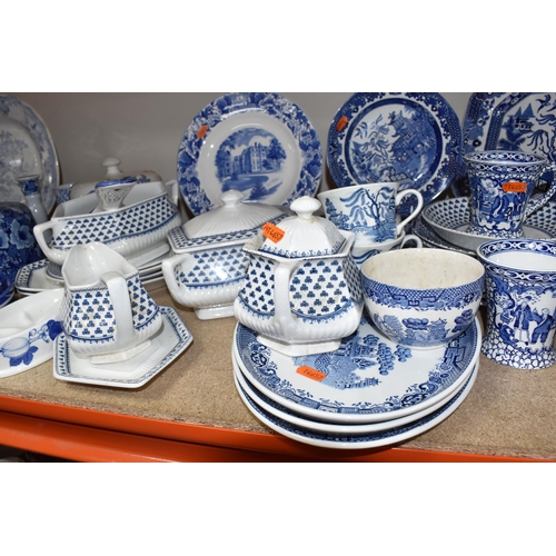 480 - A LARGE GROUP OF BLUE AND WHITE CERAMICS to include a group of T.G Green Cornish Ware comprising a m... 