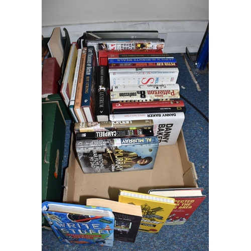 483 - FIVE BOXES OF BOOKS to include a large quantity of biographies and autobiographies to include Dickie... 