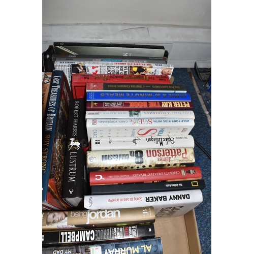 483 - FIVE BOXES OF BOOKS to include a large quantity of biographies and autobiographies to include Dickie... 