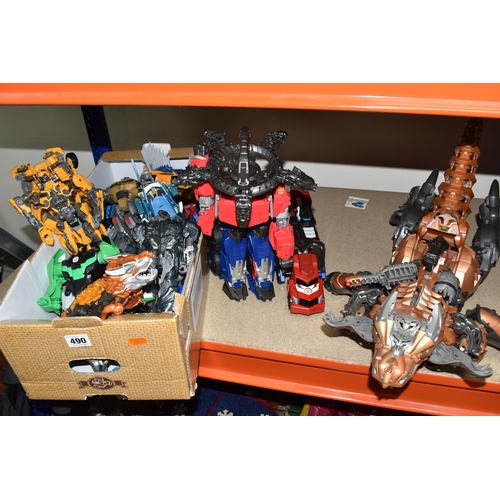 490 - ONE BOX AND LOOSE TRANSFORMER TOYS, a selection of vintage and modern transformer figures, approxima... 