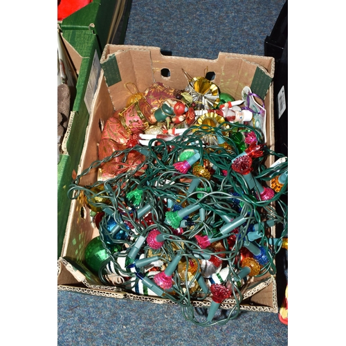 492 - THREE BOXES OF VINTAGE CHRISTMAS DECORATIONS AND MISCELLANEOUS, a selection of vintage Christmas dec... 