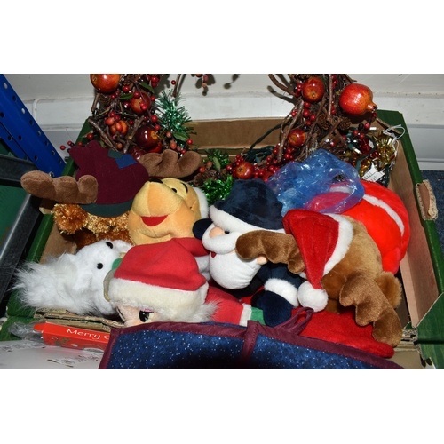 492 - THREE BOXES OF VINTAGE CHRISTMAS DECORATIONS AND MISCELLANEOUS, a selection of vintage Christmas dec... 