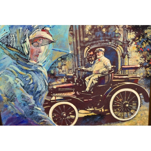 495 - BARRY ROWE (BRITISH 1938-2022) 'KING EDWARD VII 1907 DAIMLER', Edward VII is depicted sitting in his... 