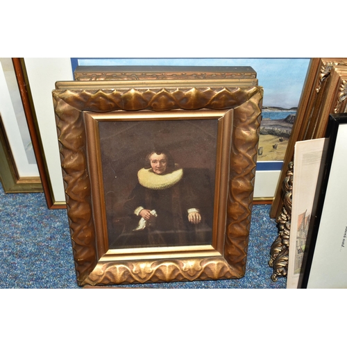 499 - A SMALL QUANTITY OF PAINTINGS AND PRINTS ETC, comprising a G.M Kemp watercolour depicting a Tudor ho... 