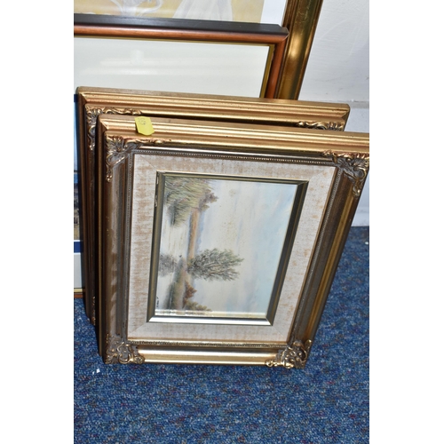 499 - A SMALL QUANTITY OF PAINTINGS AND PRINTS ETC, comprising a G.M Kemp watercolour depicting a Tudor ho... 