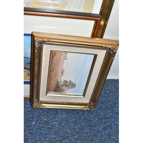 499 - A SMALL QUANTITY OF PAINTINGS AND PRINTS ETC, comprising a G.M Kemp watercolour depicting a Tudor ho... 