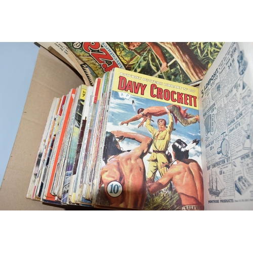 500 - TWO BOXES OF MOSTLY 1950s BRITISH MADE 'WESTERN' AND 'ADVENTURE' COMICS to include a quantity of Tar... 